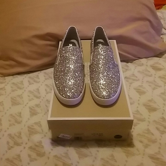 michael kors keaton slip on silver